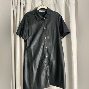 ZARA black leather mini dress size L